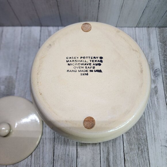 Vtg Casey Pottery Marshall Texas Stoneware Cookie Jar Lid Magnolia Flower 1998 - Picture 7 of 10